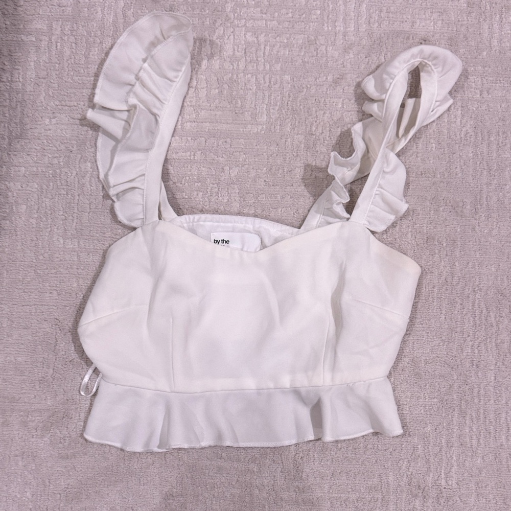 By the way. White Ruffle Strap Top XS